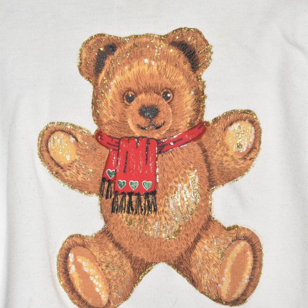 Vintage Holiday Glitter Teddy Bear Kids Closet Turtleneck Size 18 Months - Picture 3 of 6